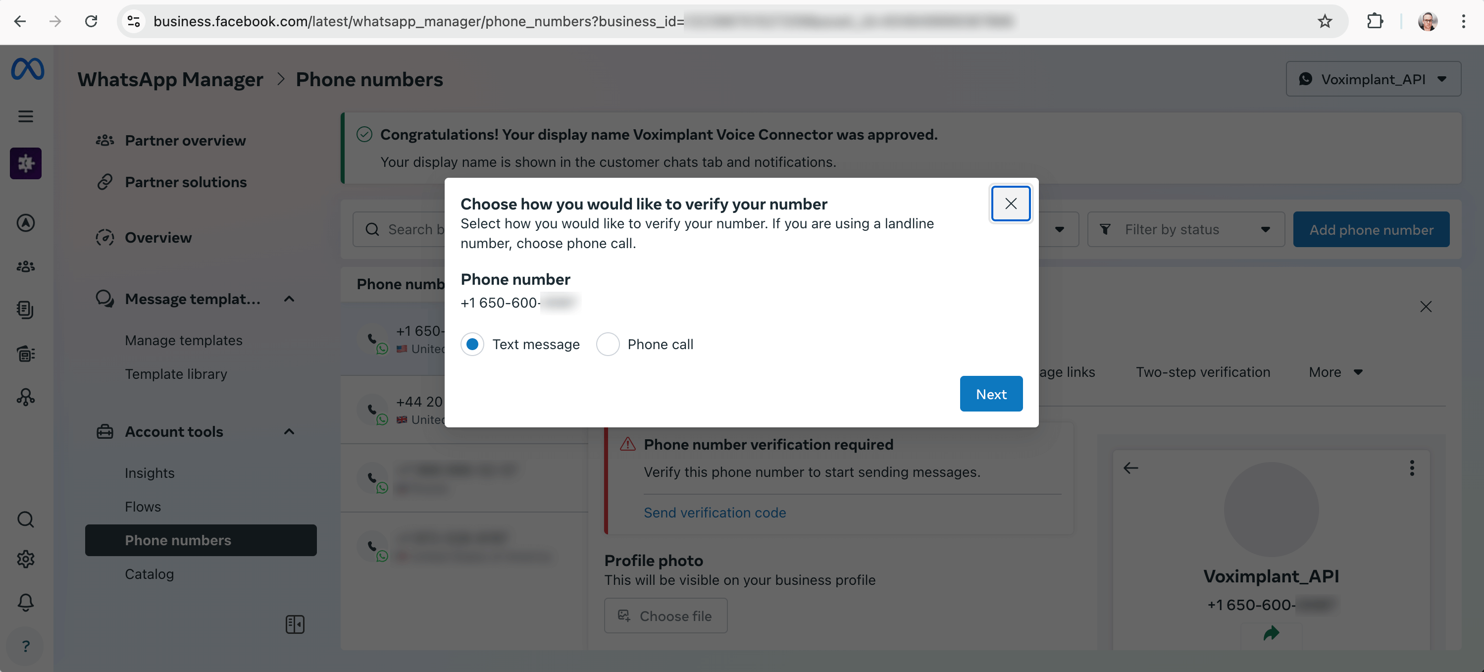 Choose verification method