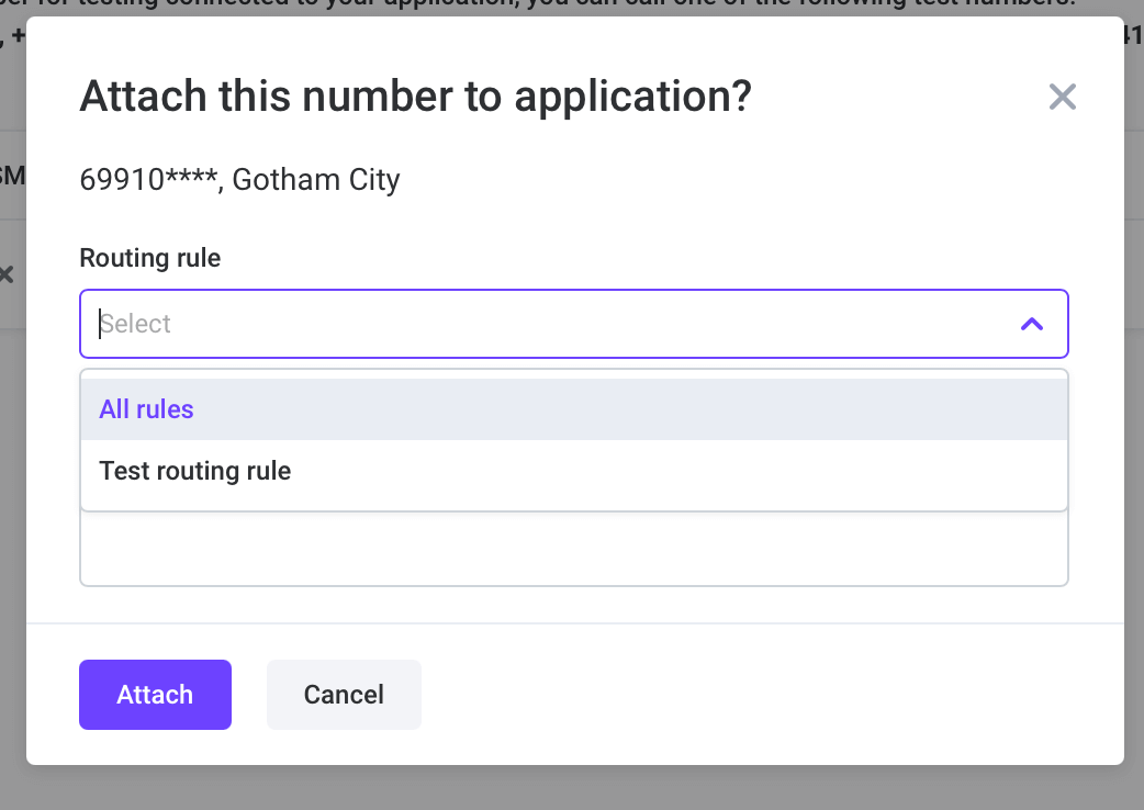 Select routing rule while attaching